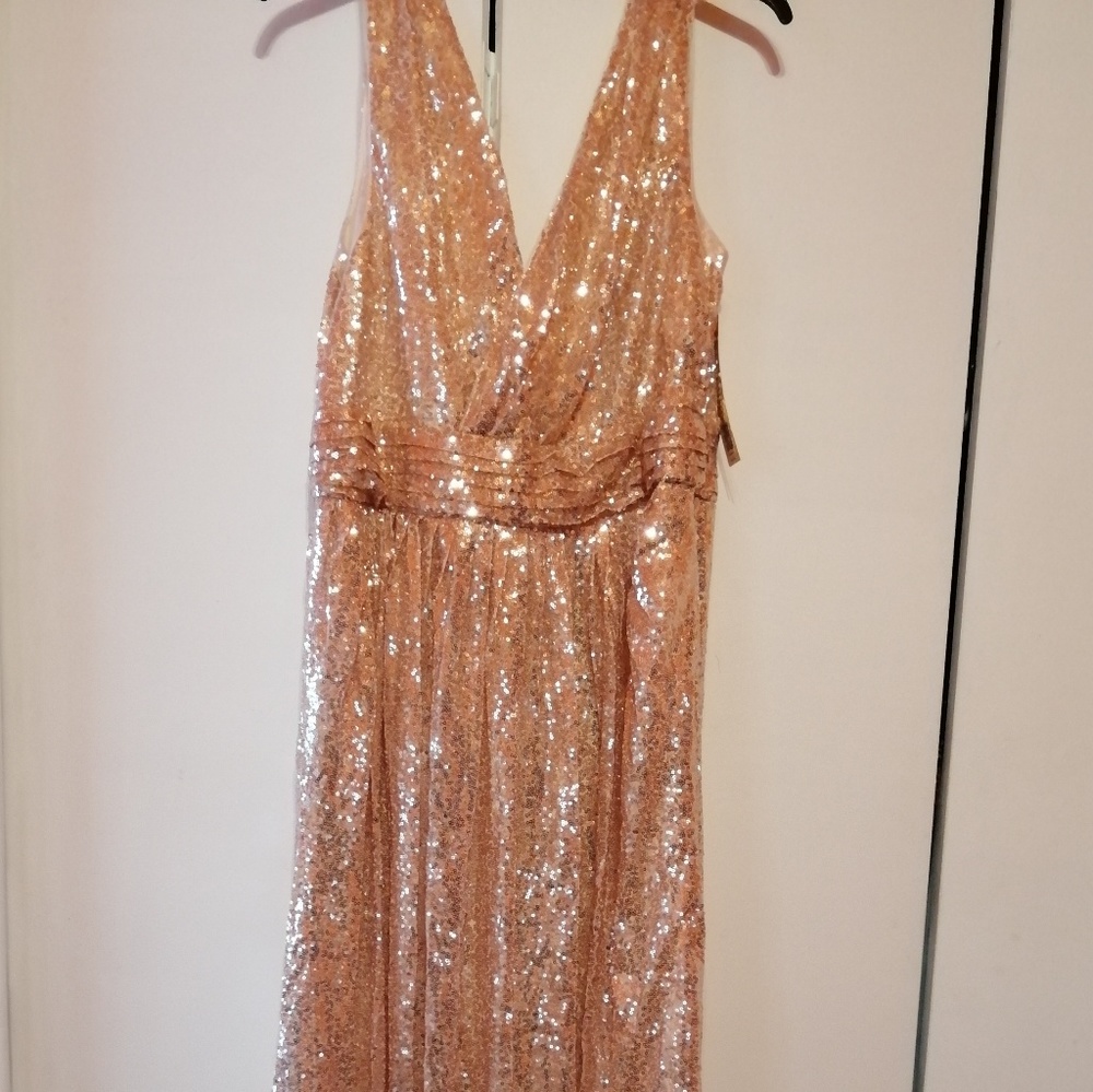 Rose Gold Sequined Evening Gown